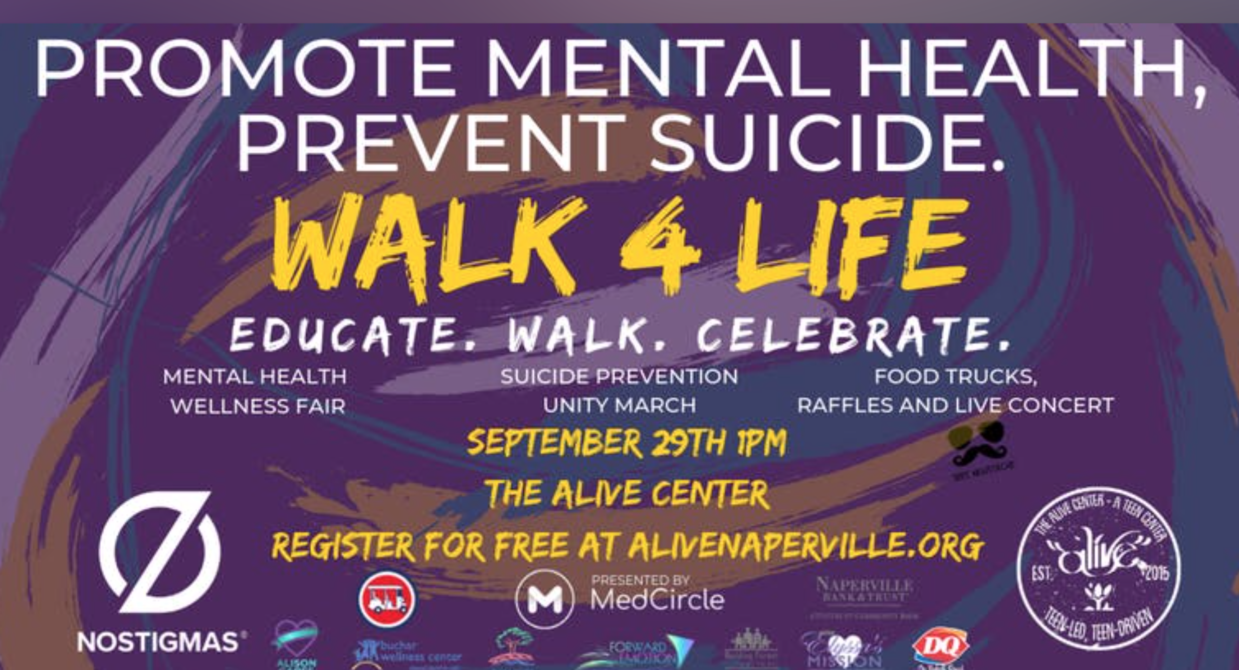 Promote Mental Health, Prevent Suicide, Walk 4 Life Banner to promote event
